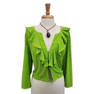 Julian Taylor Green‎ Ruffle Front Cropped Blouse Long Sleeve Womens Plus 18W
